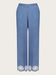 Monsoon Blue Talia Embroidered Trousers - Image 6 of 6