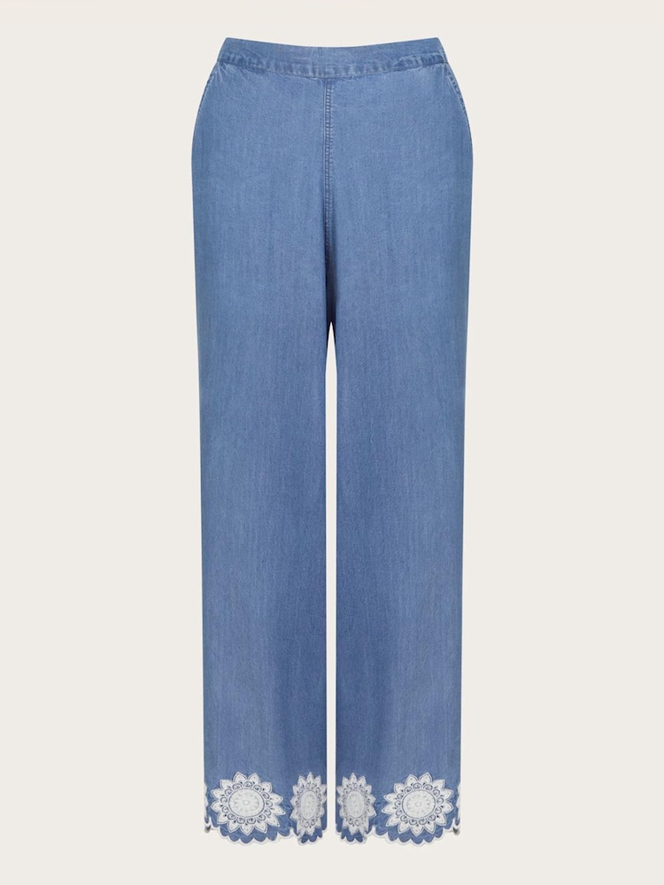 Monsoon Blue Talia Embroidered Trousers - Image 6 of 6