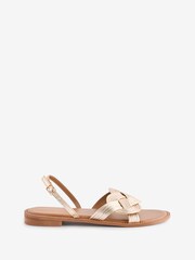 Monsoon Gold Tone Leather Grecian Twist Sandals - Image 1 of 4