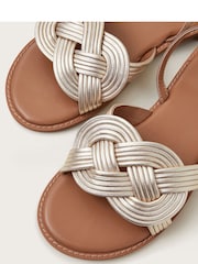 Monsoon Gold Tone Leather Grecian Twist Sandals - Image 4 of 4