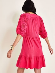 Monsoon Pink 100% Cotton Skye Schiffli Dress - Image 2 of 6