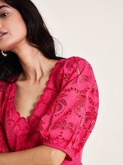Monsoon Pink 100% Cotton Skye Schiffli Dress - Image 5 of 6