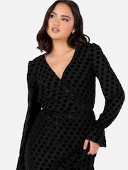 Lovedrobe Frill Hem Flock Tiered Midaxi Black Dress - Image 3 of 4