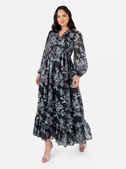 Lovedrobe Smock Maxi Black Dress With Neckline - Image 1 of 4