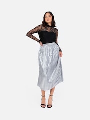 Silber - Lovedrobe Plissierter Midirock in Metallic - Bild 1 von 6