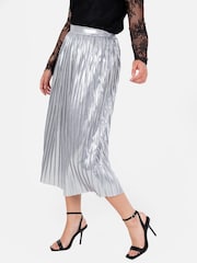 Silber - Lovedrobe Plissierter Midirock in Metallic - Bild 5 von 6