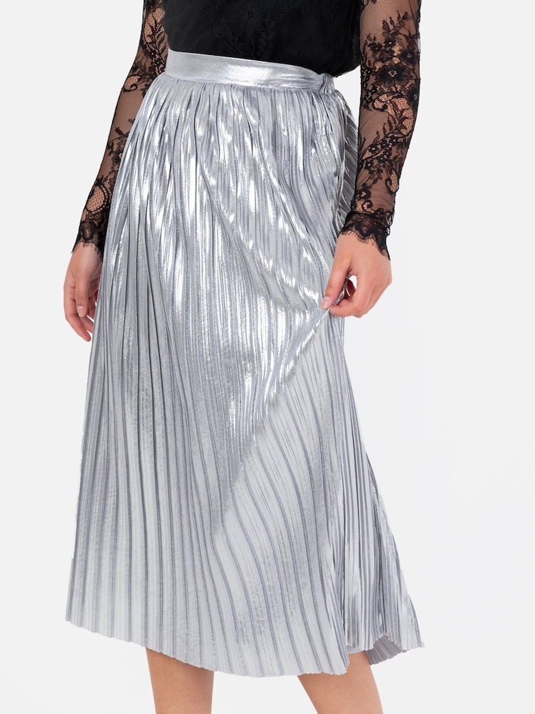 Silber - Lovedrobe Plissierter Midirock in Metallic - Bild 6 von 6