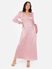 Lovedrobe Pink Wrap Front Long Sleeve Midaxi Dress - Image 1 of 5