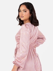 Lovedrobe Pink Wrap Front Long Sleeve Midaxi Dress - Image 3 of 5