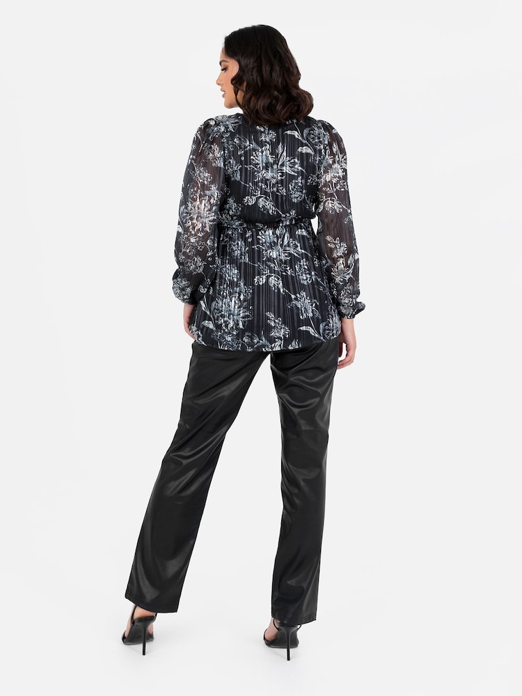 Lovedrobe Long Sleeve Wrap Black Top - Image 2 of 4 Lovedrobe Long Sleeve Wrap Black Top - Image 2 of 4