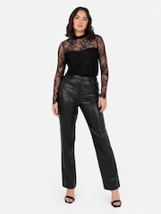 Lovedrobe High Neck Lace Trimmed Black Top - Image 1 of 6
