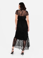 Lovedrobe Lace Tiered Hem Midaxi Black Dress - Image 2 of 4