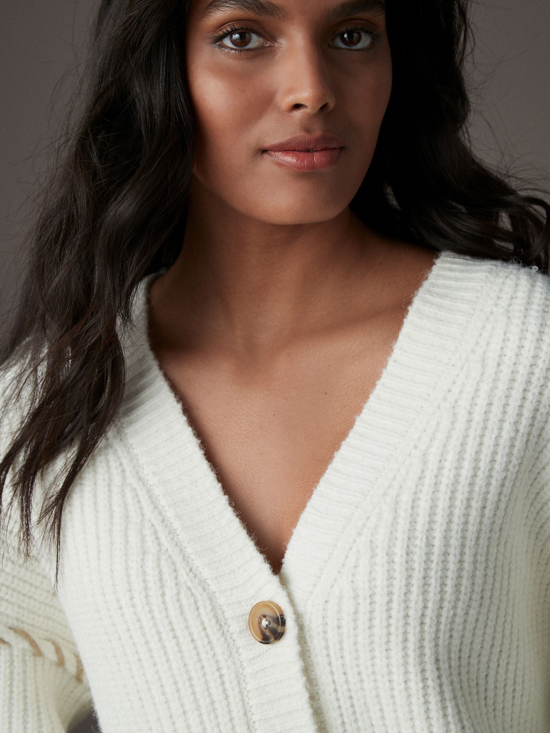 Buy White Ecru Contrast Stitch Button Up V-Neck Cardigan from Next Finland