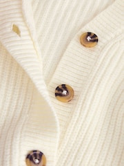 Bela Ecru - Contrast Stitch Button Up V-izrez; z V-izrezom pletena jopa - Slika 7 iz 8