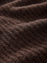 Brown Long Sleeve Deep V-Neck Wrap Cardigan with Wool - Image 7 of 8