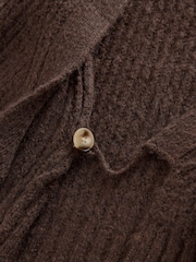 Brown Long Sleeve Deep V-Neck Wrap Cardigan with Wool - Image 8 of 8