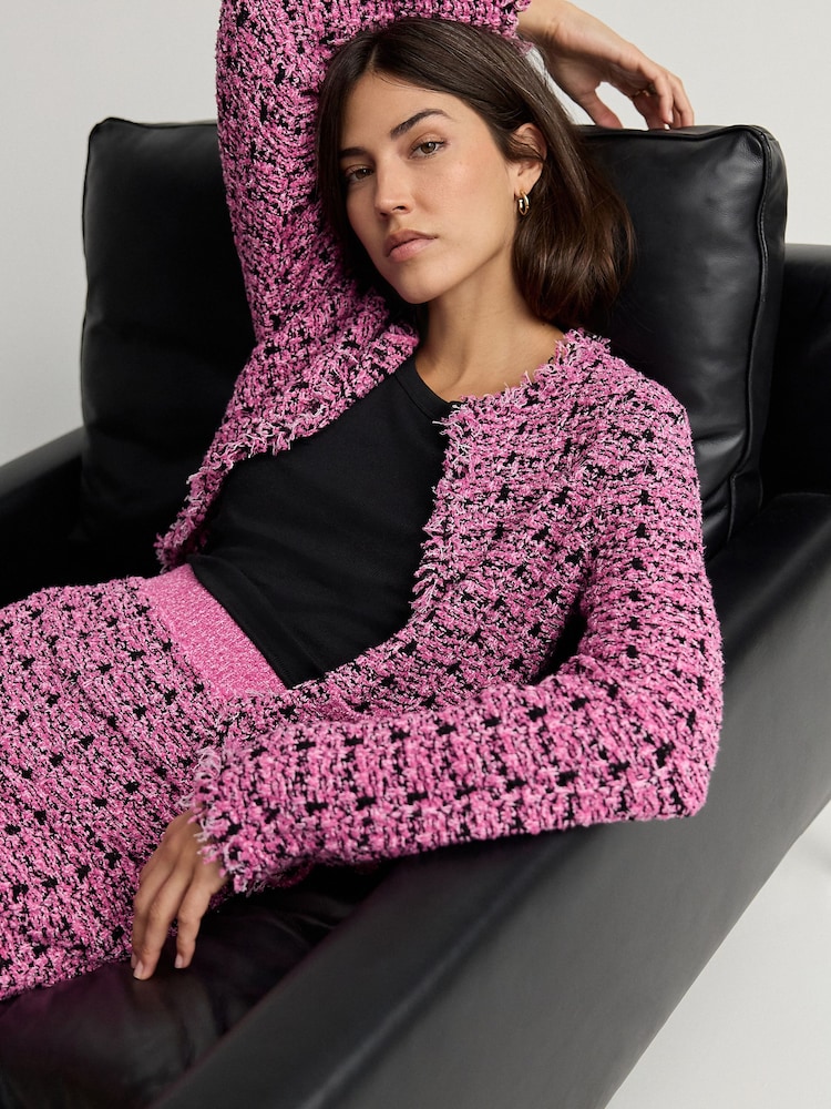 Pink Co-ord Smart Knitted Cardigan - Image 1 of 8