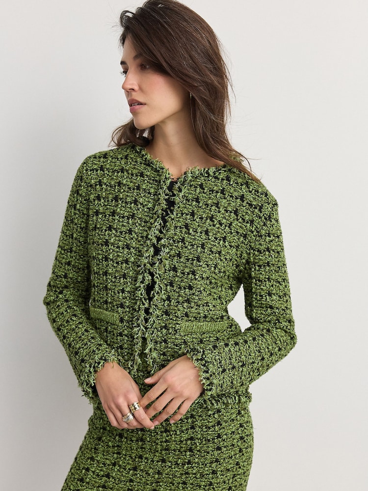Green Lime Co-ord Smart Knitted Cardigan - Image 1 of 8