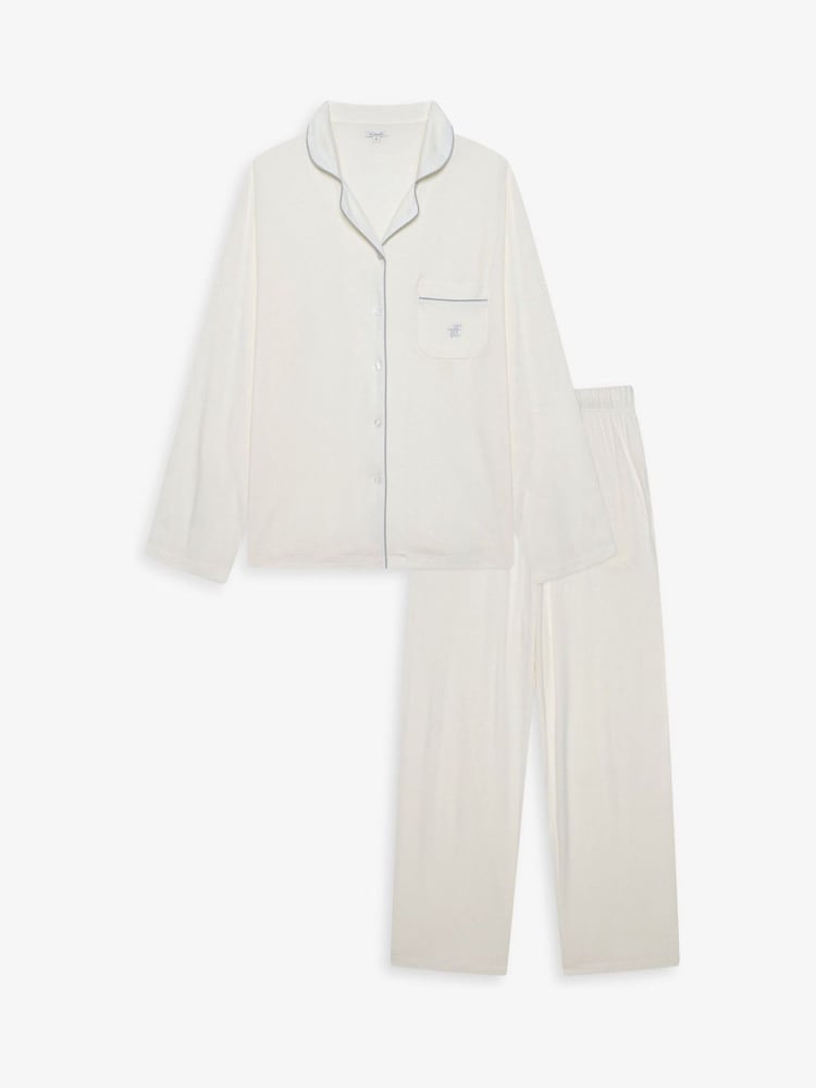 The Little Tailor Cream Soft Jersey LenzingTM EcoVeraTM Button Through Relaxed Pyjamas Set - Image 1 of 9 The Little Tailor Cream Soft Jersey LenzingTM EcoVeraTM Button Through Relaxed Pyjamas Set - Image 1 of 9