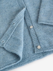 Blue Chambray Soft Touch Button Through Knitted Cardigan with Alpaca - Image 6 of 7