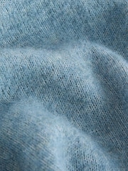 Blue Chambray Soft Touch Button Through Knitted Cardigan with Alpaca - Image 7 of 7