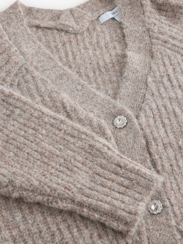 Krtica - Gem Button Chunki Knitted Kardigan sa vunom - Image 3 of 7