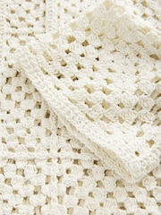 White Ecru Crochet Collared Knitted 100% Cotton Shacket Jacket - Image 8 of 8