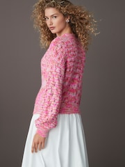Pink Bright Spacedye Knitted Cardigan with Wool - Image 3 of 6