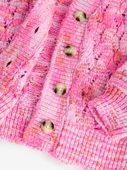 Pink Bright Spacedye Knitted Cardigan with Wool - Image 4 of 6