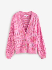 Pink Bright Spacedye Knitted Cardigan with Wool - Image 5 of 6