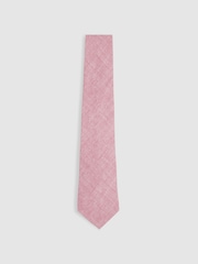 Reiss Soft Pink Melange Azzurro Melange Silk Tie - Image 1 of 4
