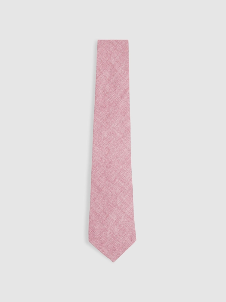 Reiss Soft Pink Melange Azzurro Melange Silk Tie - Image 1 of 4