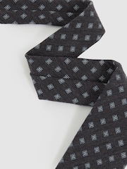 Reiss Charcoal Rimini Wool-Silk Foulard Textured Tie - Image 3 of 5