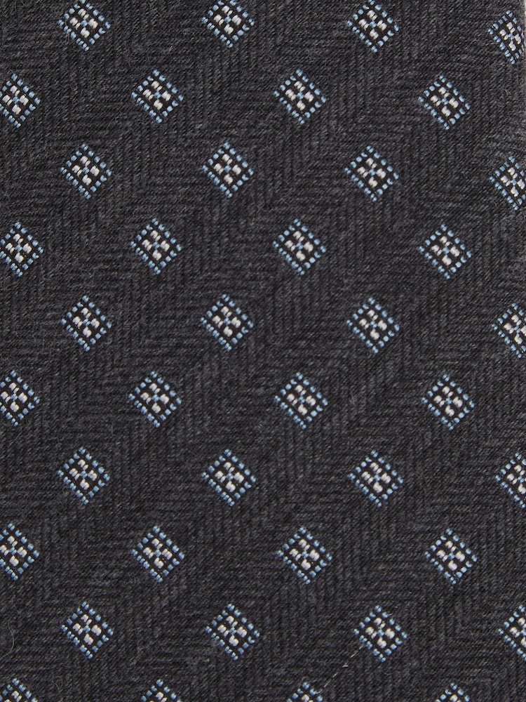 Reiss Charcoal Rimini Wool-Silk Foulard Textured Tie - Image 5 of 5