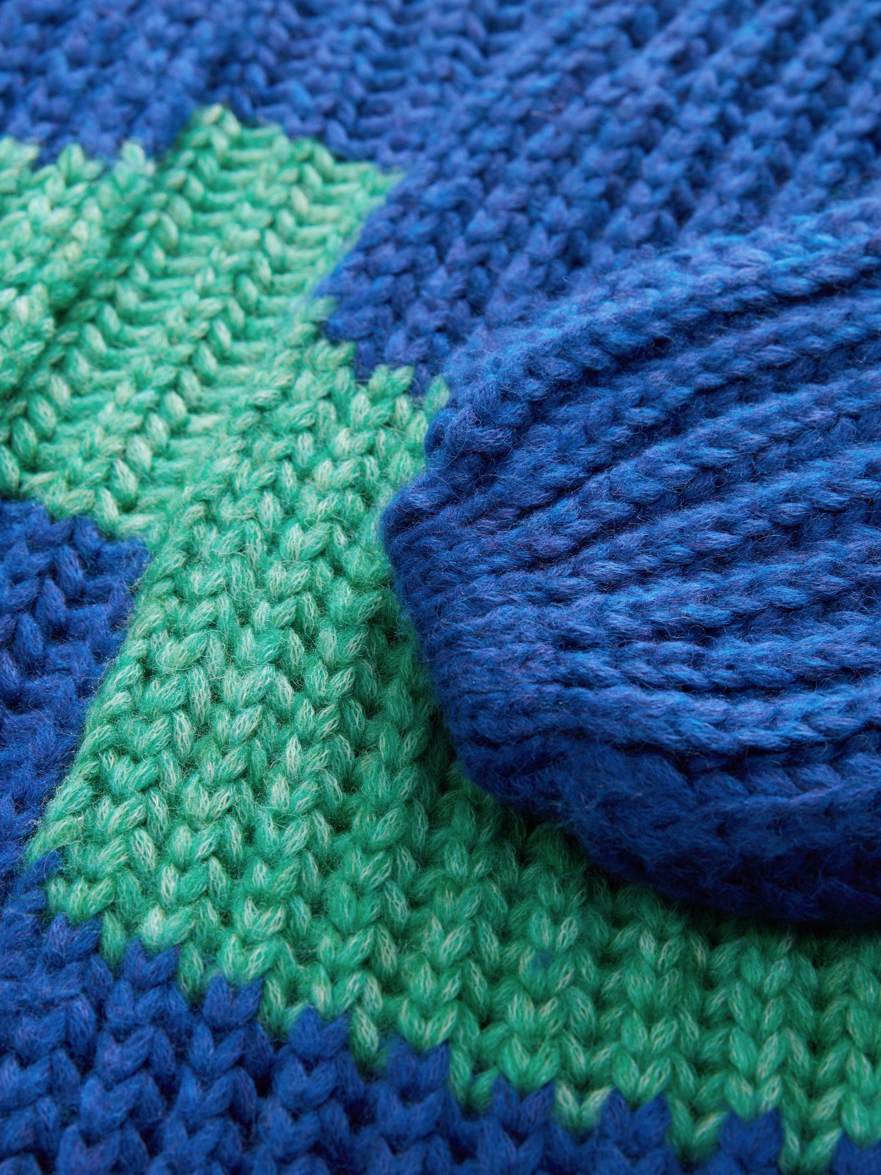 Buy Green Blue Stripe Chunky Knitted Longline Bright Buy Green Blue Stripe Chunky Knitted Longline Bright