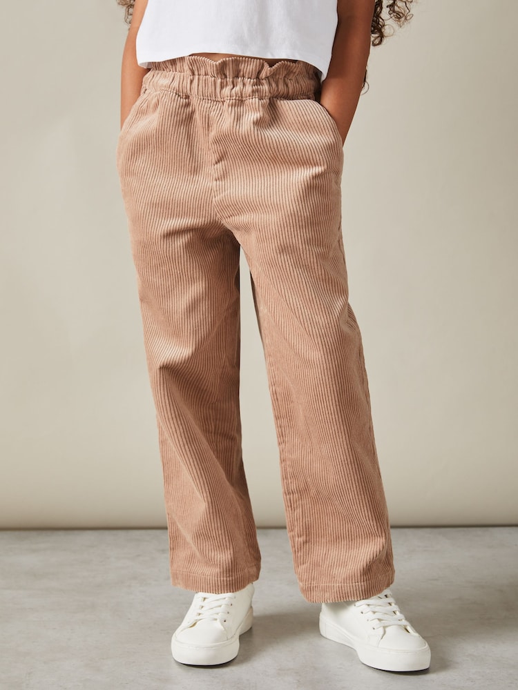 Reiss Camel Samantha 9-13 yrs Corduroy Paper Bag Trousers - Image 1 of 4