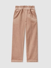 Reiss Camel Samantha 9-13 yrs Corduroy Paper Bag Trousers - Image 2 of 4