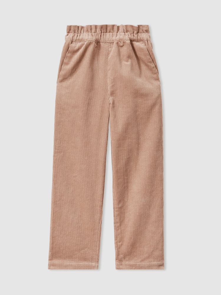 Reiss Camel Samantha 9-13 yrs Corduroy Paper Bag Trousers - Image 2 of 4