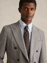 Reiss Tobacco/Navy Aruttas Textured Striped Tie - Image 2 of 5