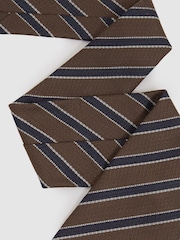 Reiss Tobacco/Navy Aruttas Textured Striped Tie - Image 3 of 5