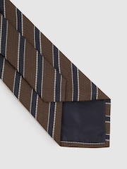 Reiss Tobacco/Navy Aruttas Textured Striped Tie - Image 4 of 5