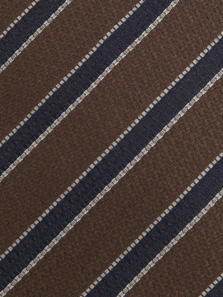 Reiss Tobacco/Navy Aruttas Textured Striped Tie - Image 5 of 5