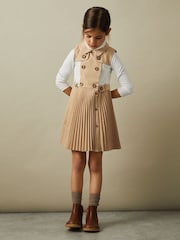 Reiss Camel Georgina 9-13 yrs Pleated Button-Front Dress - Image 3 of 4