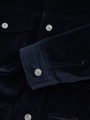 Reiss Navy Weir Cotton-Blend Velvet Jacket - Image 7 of 7