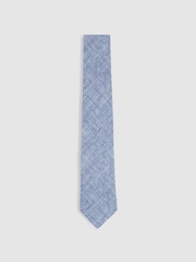 Reiss Soft Blue Melange Azzurro Melange Silk Tie - Image 1 of 5