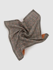 Reiss Charcoal/Burnt Orange Biriola Reversible Silk Pocket Square - Image 2 of 4