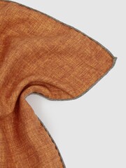 Reiss Charcoal/Burnt Orange Biriola Reversible Silk Pocket Square - Image 3 of 4