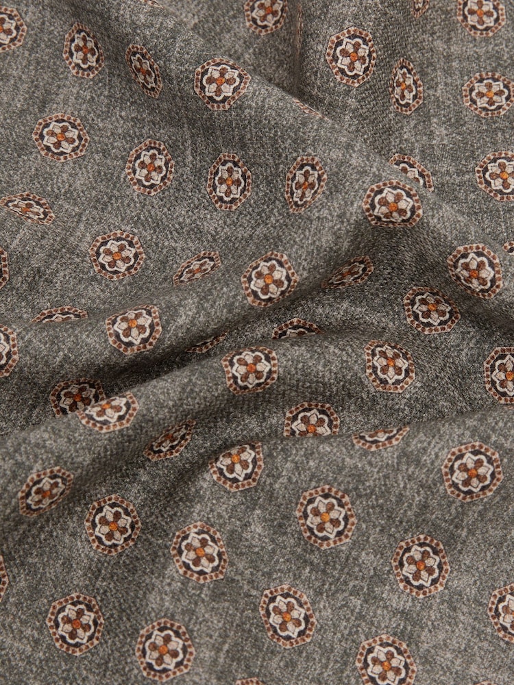 Reiss Charcoal/Burnt Orange Biriola Reversible Silk Pocket Square - Image 4 of 4 Reiss Charcoal/Burnt Orange Biriola Reversible Silk Pocket Square - Image 4 of 4