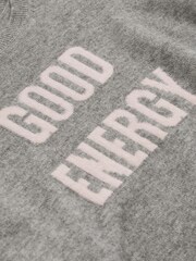 Reiss Grey Shelly 9-13 yrs Wool Blend Crew Neck Slogan Jumper - Image 4 of 4