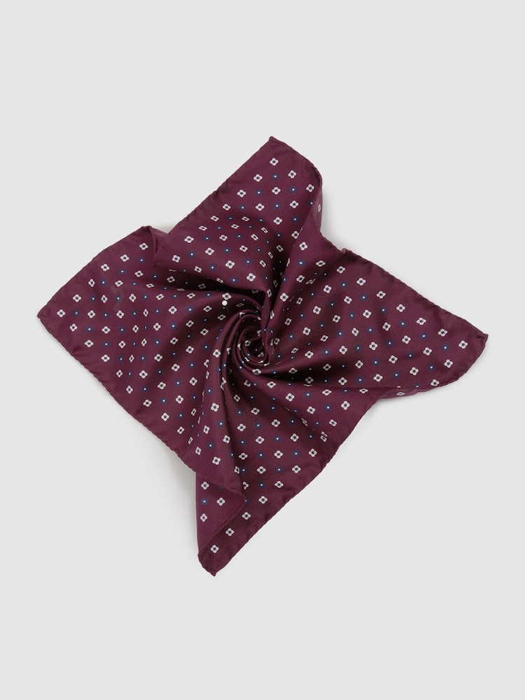 Reiss Bordeaux Cassiano Silk Paisley Print Pocket Square - Image 2 of 4